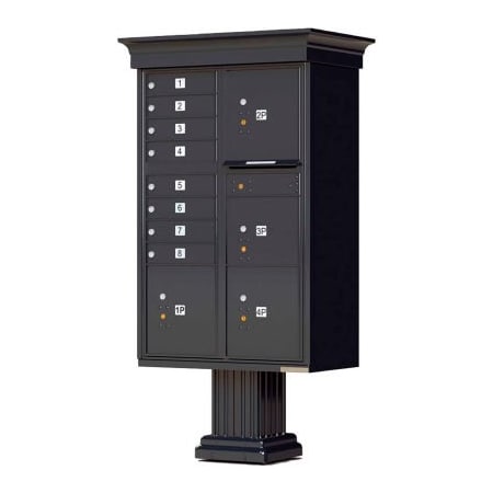 Florence Mfg Co Vital Cluster Box Unit w/Vogue Classic Accessories, 8 Mailboxes & 4 Parcel Lockers, Black 1570-8T6VBKAF